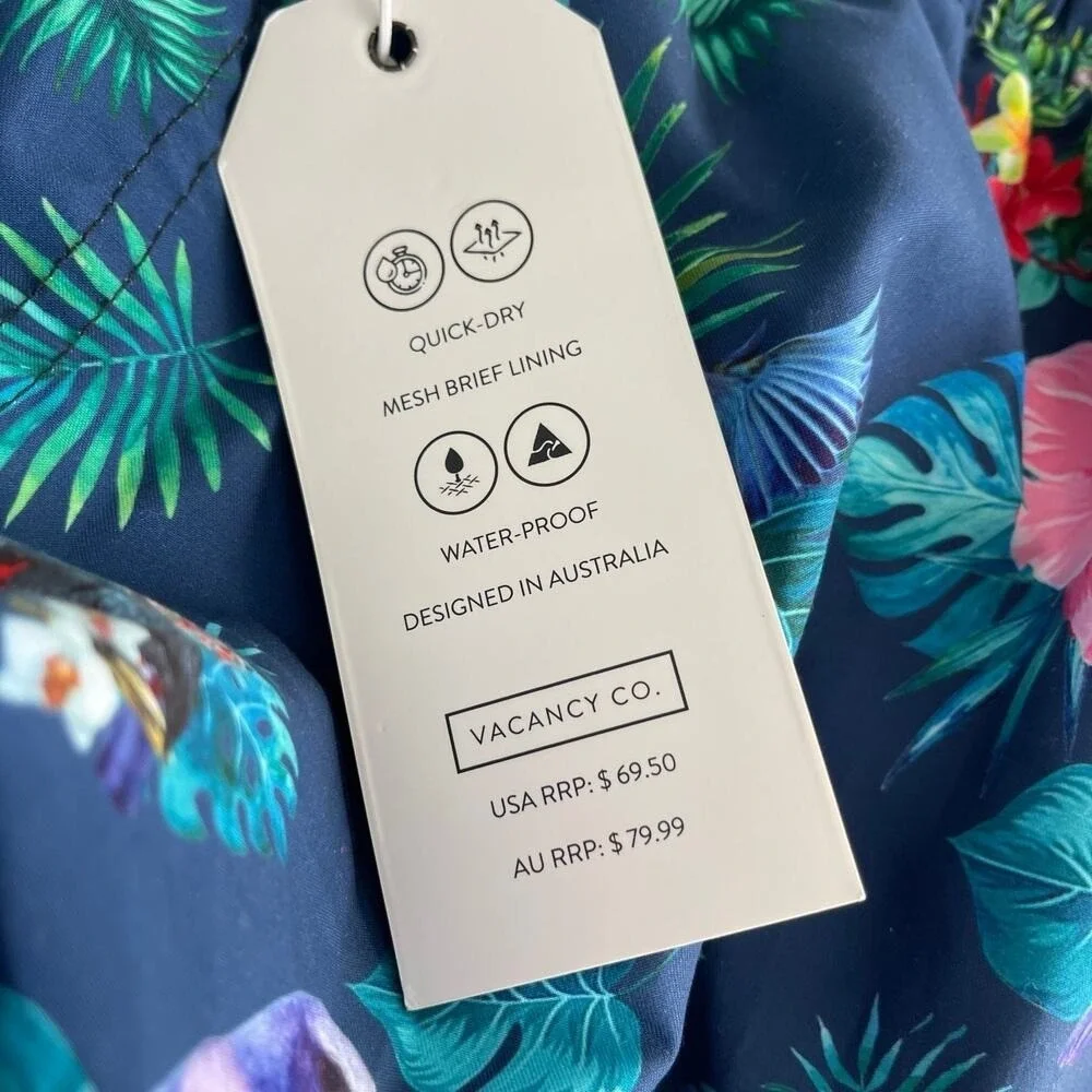 Vacancy Co Swim Trunks US L / EUR XL Navy‎ Bird Tropical Hawaiian 6
